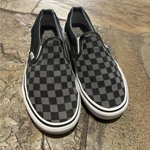 Vans Women’s Black Checkered Slip-On Shoes - size 7.5